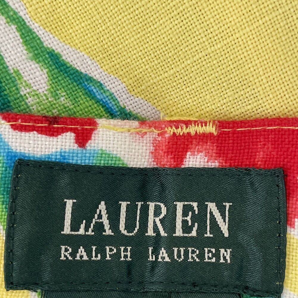 Lauren Ralph Lauren Linen Pants Womens Size 10 Yellow Floral Hawaiian Tropical - Picture 3 of 9
